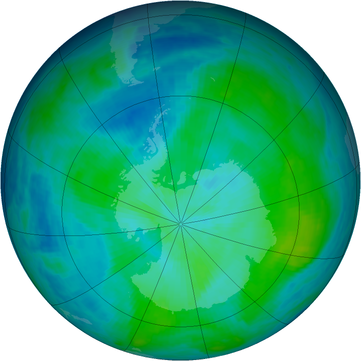 Antarctic ozone map for 25 February 1987